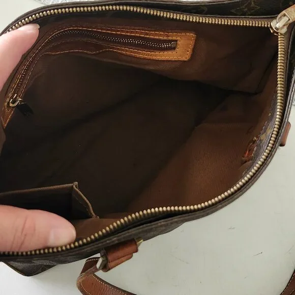 Louis Vuitton Brown Monogram Canvas Shoulder Bag with Tan Leather Handles - Picture 2 of 7